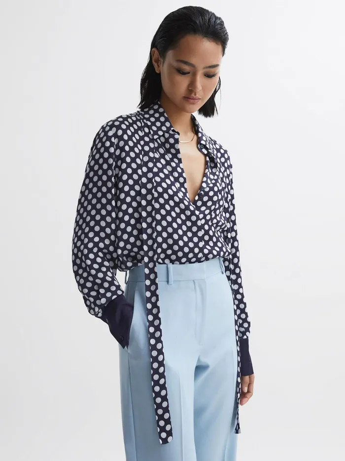 Reiss Blouses and Shirts Ezra Polka Dot Long Sleeve Neck Tie Blouse Navywhite 8211 Women Reiss Blouses and Shirts Ezra Polka Dot Long Sleeve Neck Tie Blouse Navywhite 8211 Women