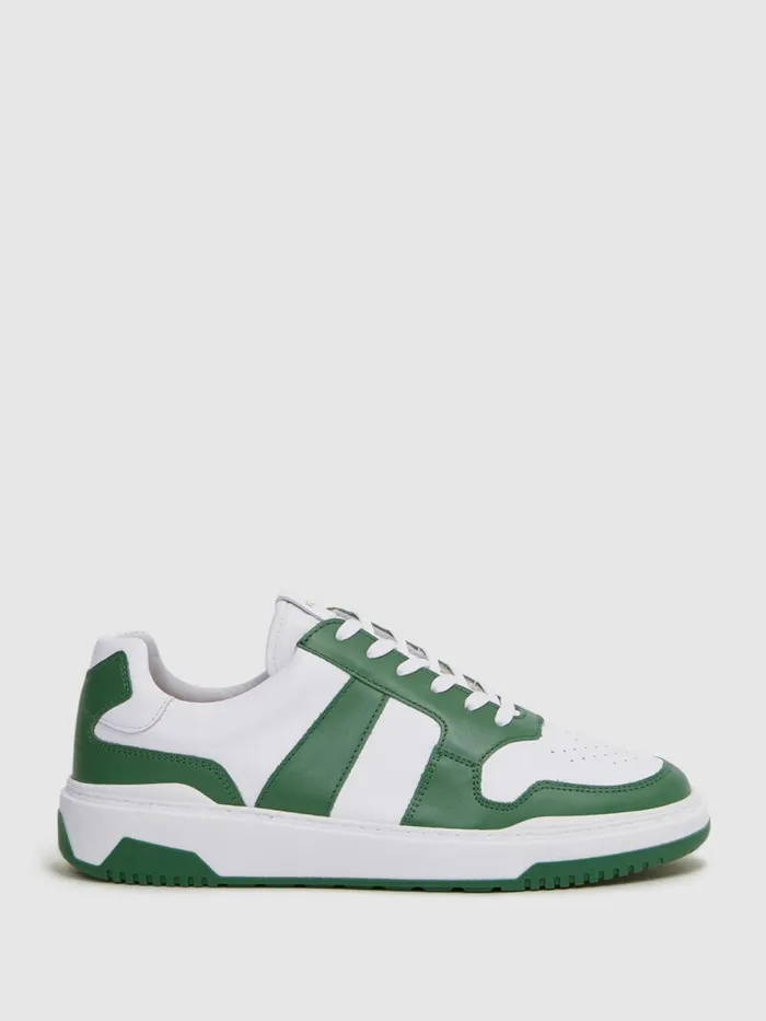 Reiss Casual Shoes Arlo Low Top Leather Trainers Green 8211 Men