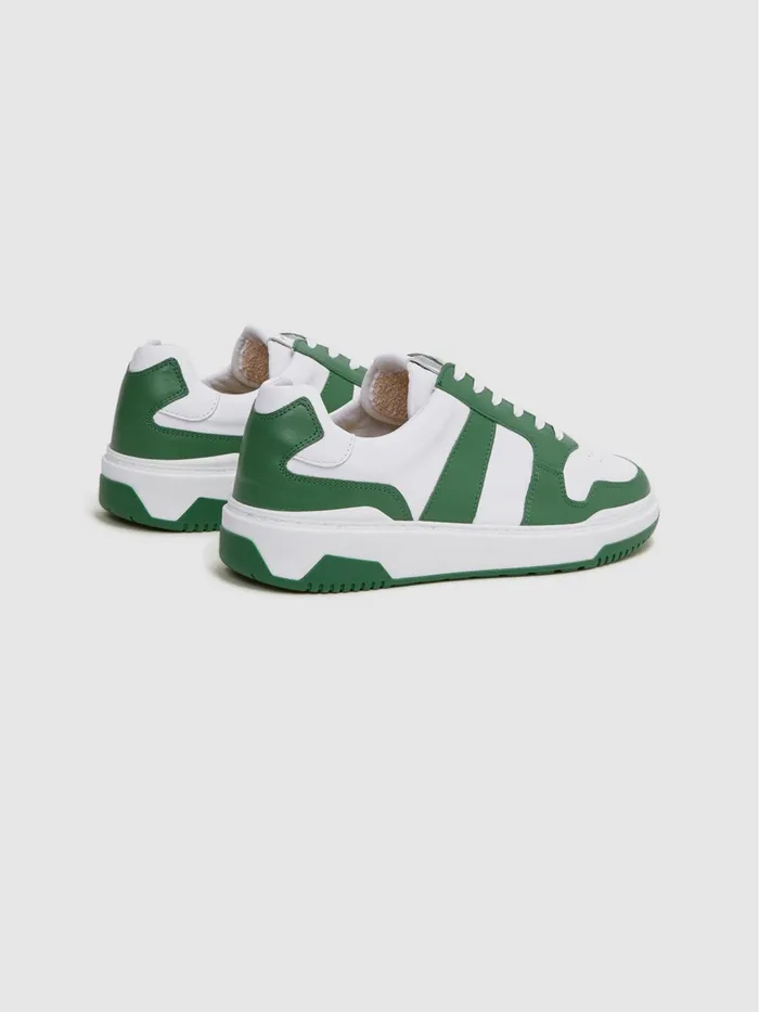 Reiss Casual Shoes Arlo Low Top Leather Trainers Green 8211 Men