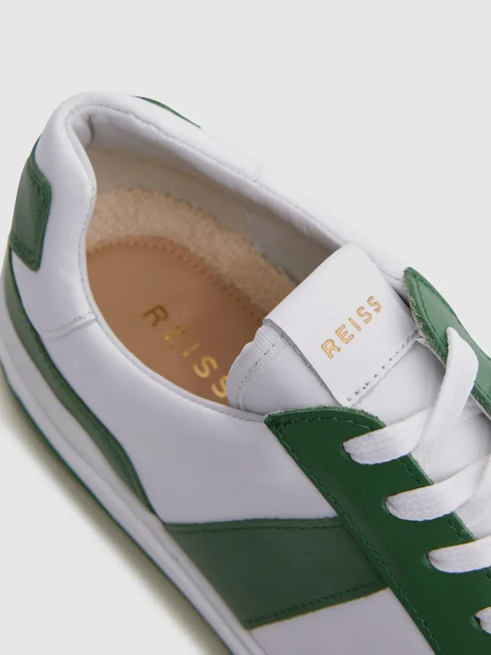 Reiss Casual Shoes Arlo Low Top Leather Trainers Green 8211 Men
