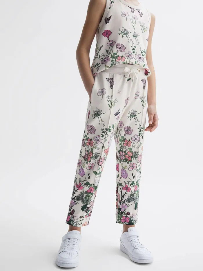 Reiss CoOrds Kemi Floral Print Drawstring Joggers Pink Print 8211 Children