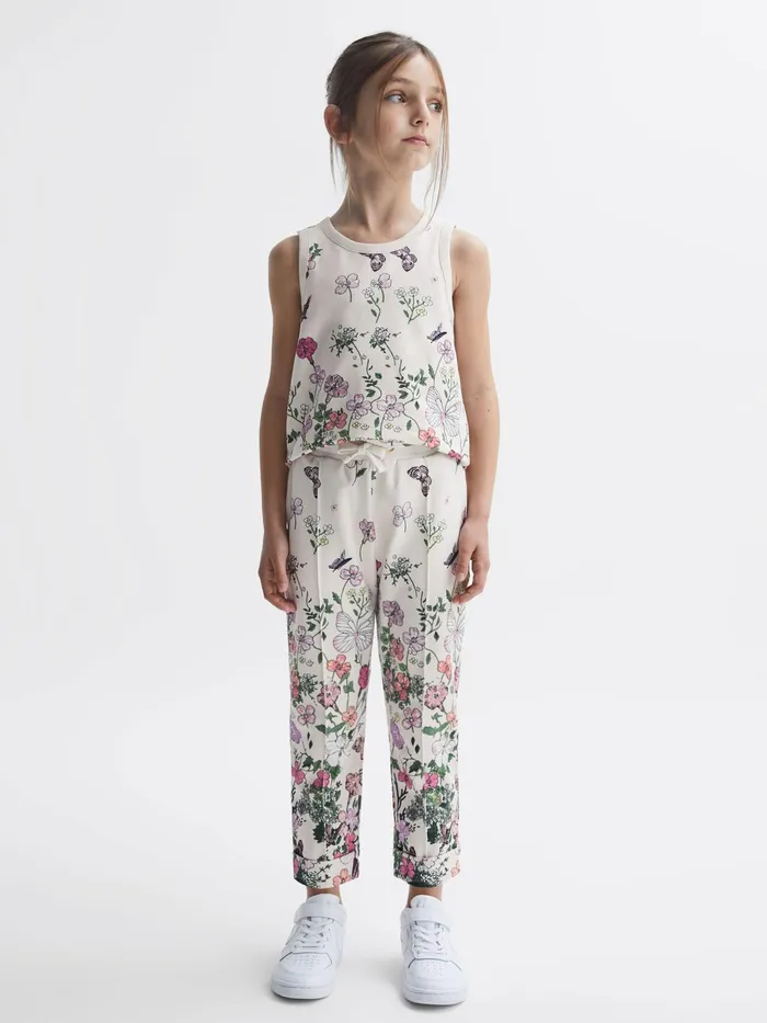 Reiss CoOrds Kemi Floral Print Drawstring Joggers Pink Print 8211 Children