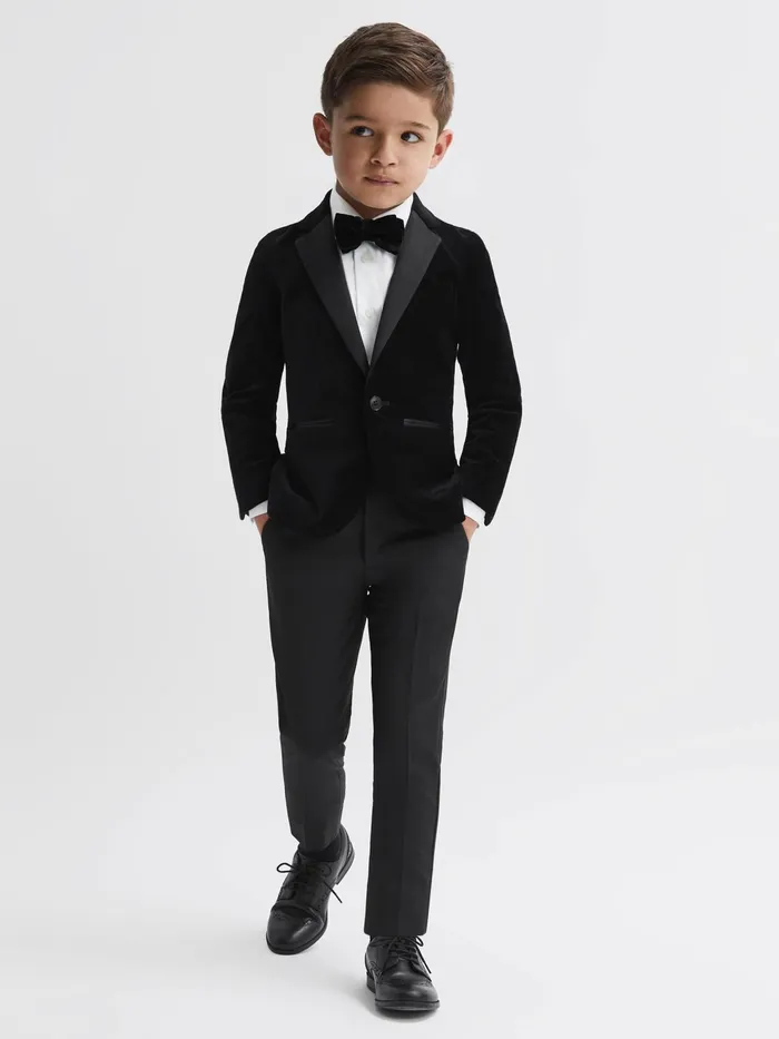 Reiss Coats and Jackets Ace Velvet Single Breasted Blazer Black 8211 Children