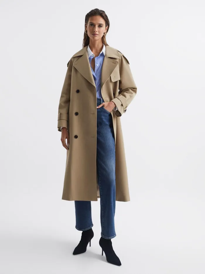 Reiss Coats and Jackets Daria Wool Trench Coat Stone 8211 Women