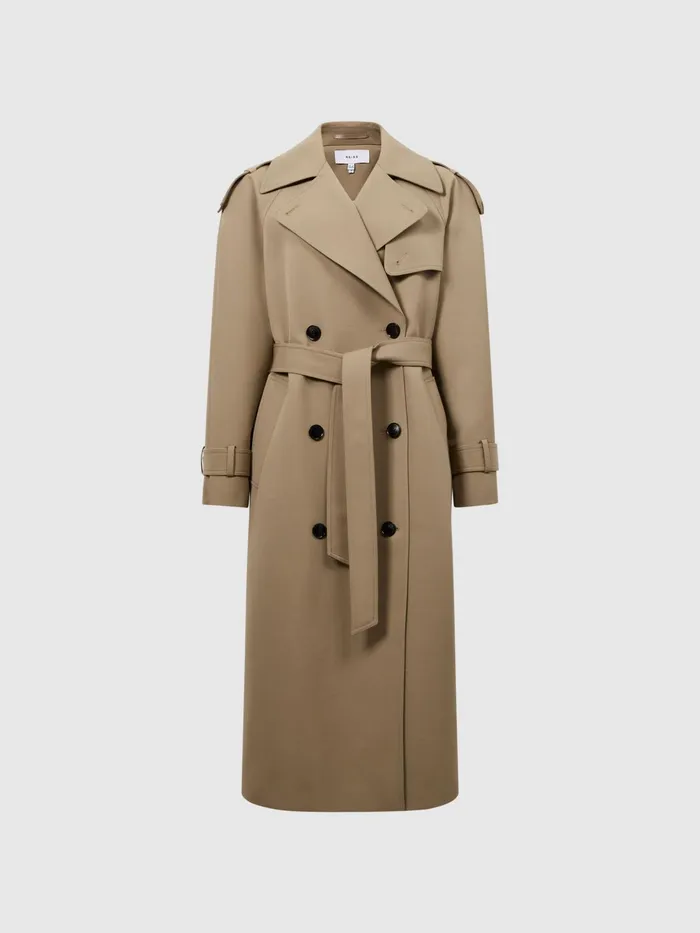 Reiss Coats and Jackets Daria Wool Trench Coat Stone 8211 Women