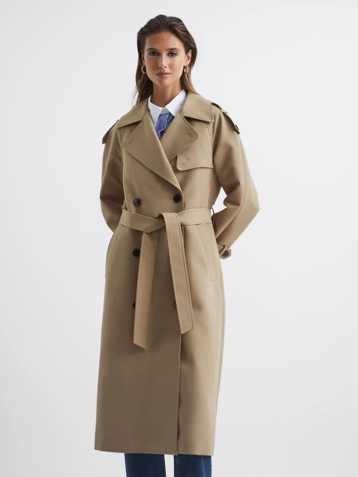 Reiss Coats and Jackets Daria Wool Trench Coat Stone 8211 Women