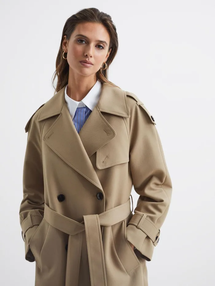 Reiss Coats and Jackets Daria Wool Trench Coat Stone 8211 Women