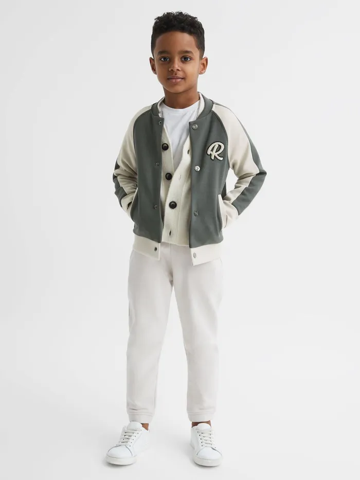 Reiss Coats and Jackets Giles Long Sleeve Interlock Bomber Jacket Light Khakiecru 8211 Children