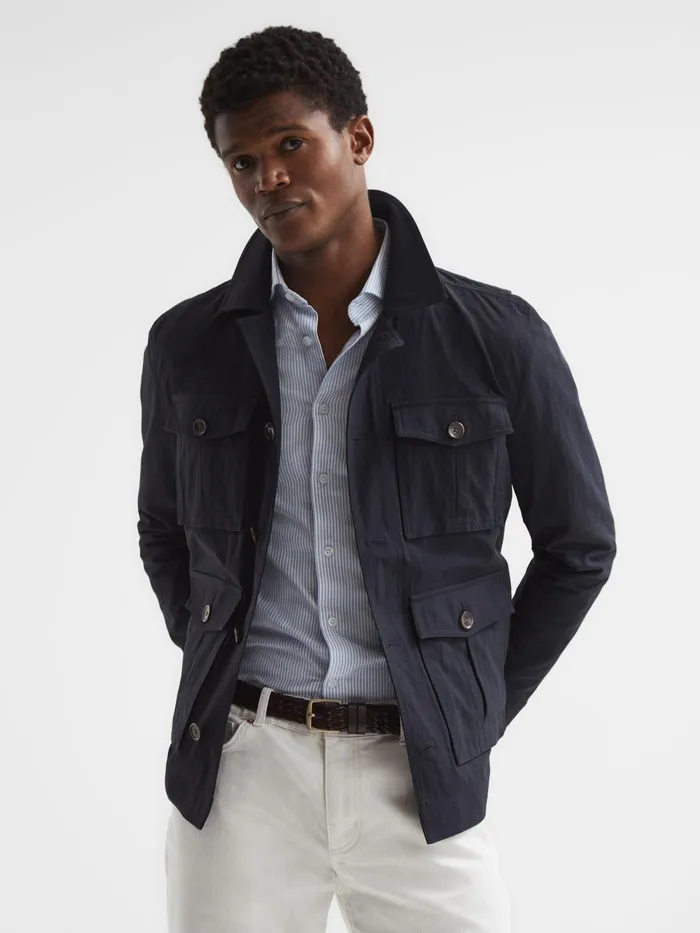 Reiss Coats and Jackets Hawke Four Pocket Field Jacket Navy 8211 Men