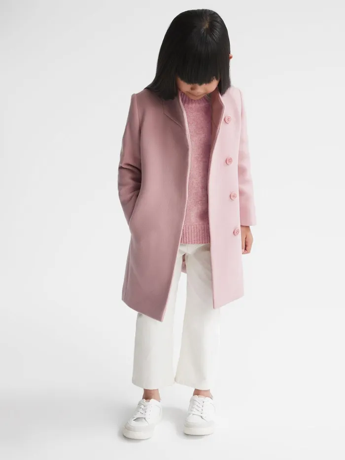 Reiss Coats and Jackets Kia Wool Blend Coat Pink 8211 Children