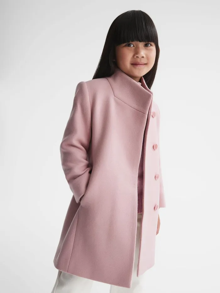 Reiss Coats and Jackets Kia Wool Blend Coat Pink 8211 Children
