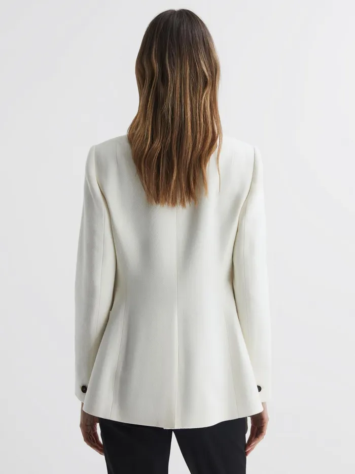 Reiss Coats and Jackets Larsson Double Breasted Twill Blazer White 8211 Women