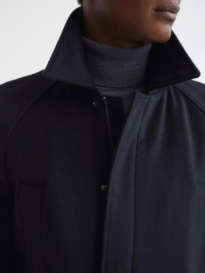 Reiss Coats and Jackets Mandarin Zip Through Cashmere Coat Navy 8211 Men