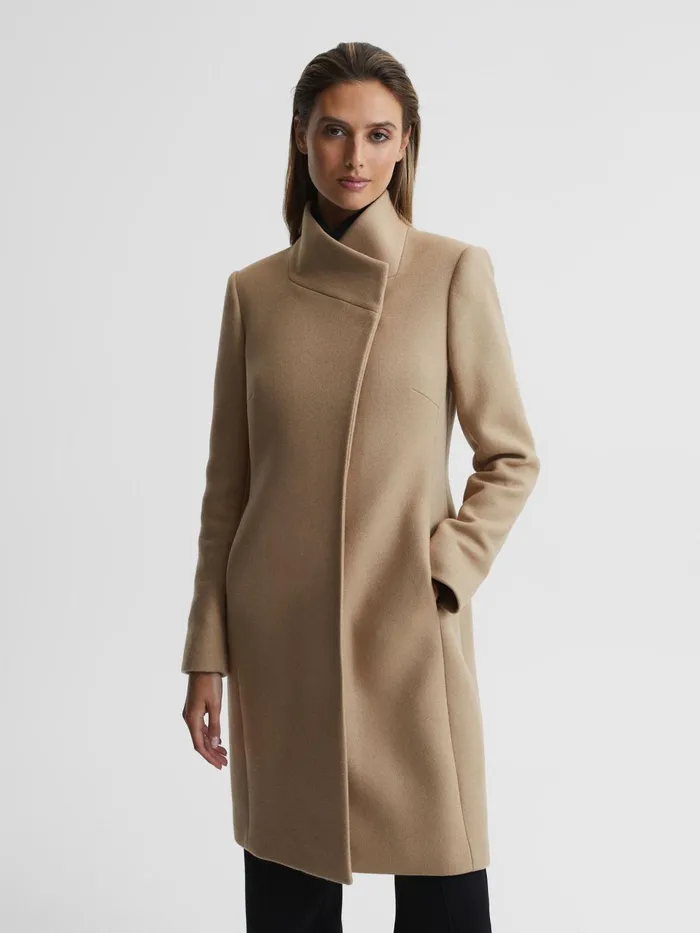 Reiss Coats and Jackets Mia WoolBlend Mid Length Coat Black 8211 Women