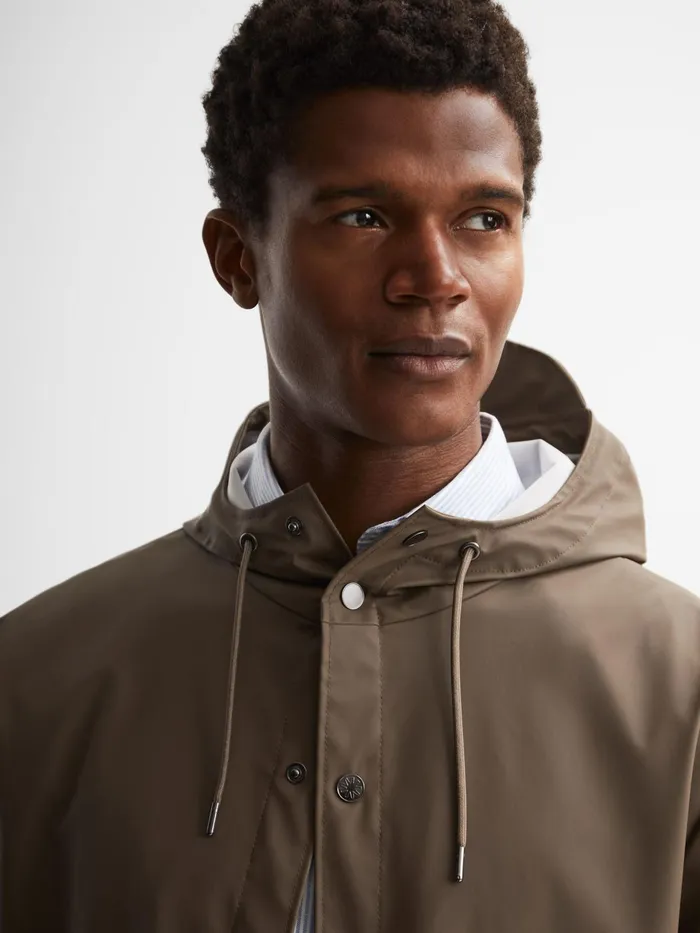 Reiss Coats and Jackets Rains Hooded Raincoat Jacket Black 8211 Men