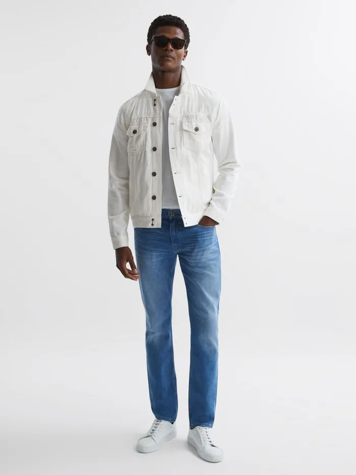 Reiss Coats and Jackets Scout Paige Denim Button Through Jacket Vintage Prism Glow 8211 Men