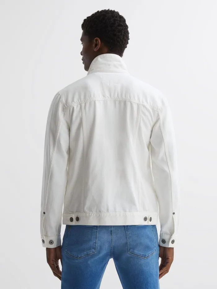 Reiss Coats and Jackets Scout Paige Denim Button Through Jacket Vintage Prism Glow 8211 Men
