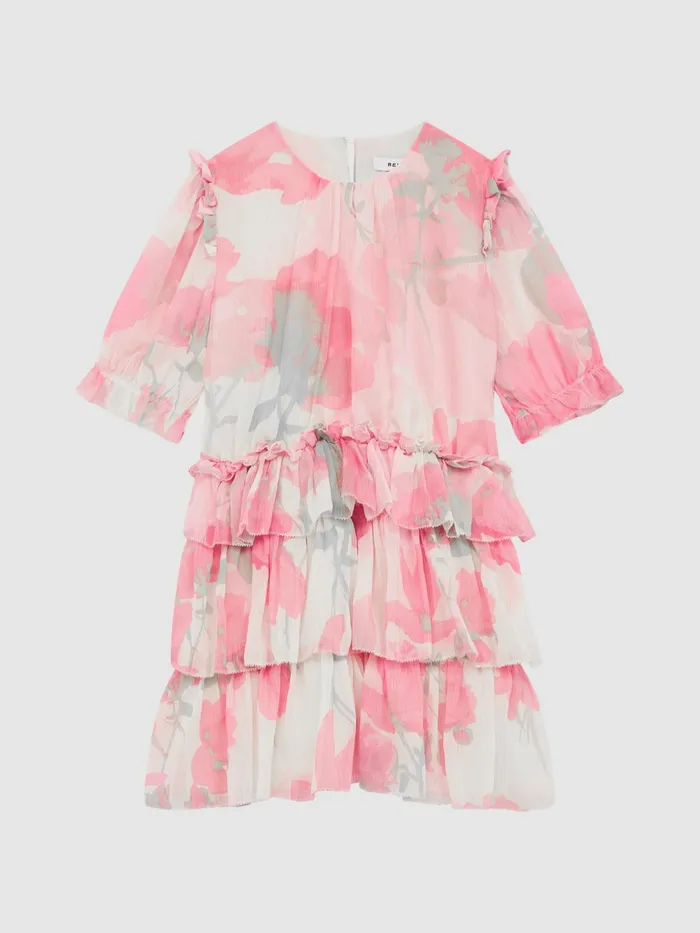 Reiss Dresses and Jumpsuits Henrietta Printed Tiered Dress Pink Print 8211 Children