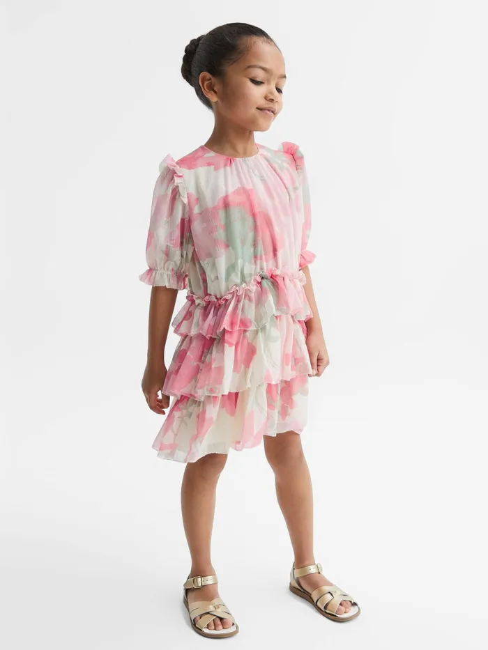 Reiss Dresses and Jumpsuits Henrietta Printed Tiered Dress Pink Print 8211 Children