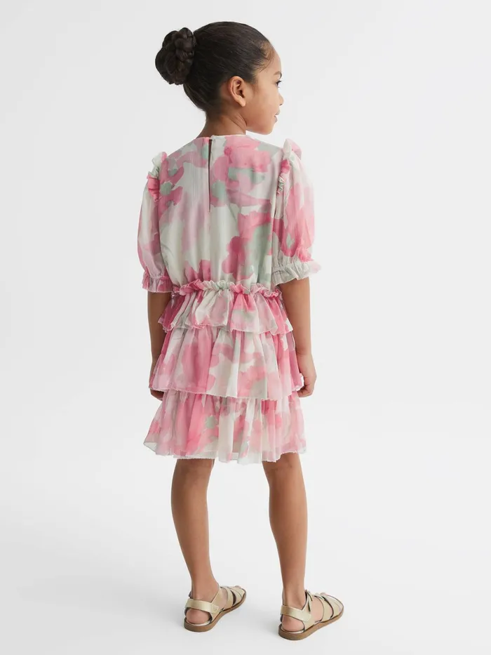 Reiss Dresses and Jumpsuits Henrietta Printed Tiered Dress Pink Print 8211 Children