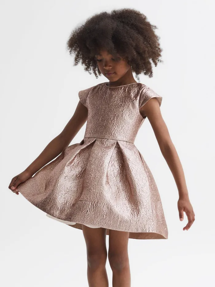 Reiss Dresses and Jumpsuits Nia Metallic Cap Sleeve Dress Gold 8211 Children