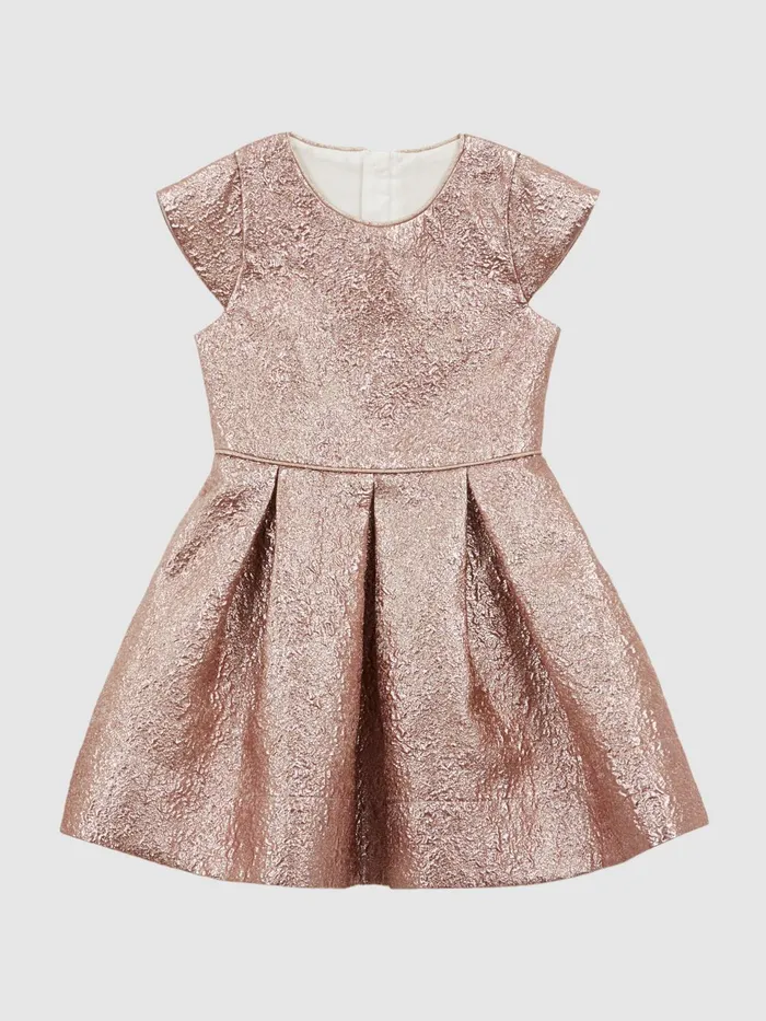 Reiss Dresses and Jumpsuits Nia Metallic Cap Sleeve Dress Gold 8211 Children