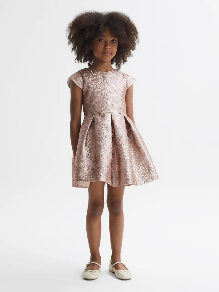 Reiss Dresses and Jumpsuits Nia Metallic Cap Sleeve Dress Gold 8211 Children