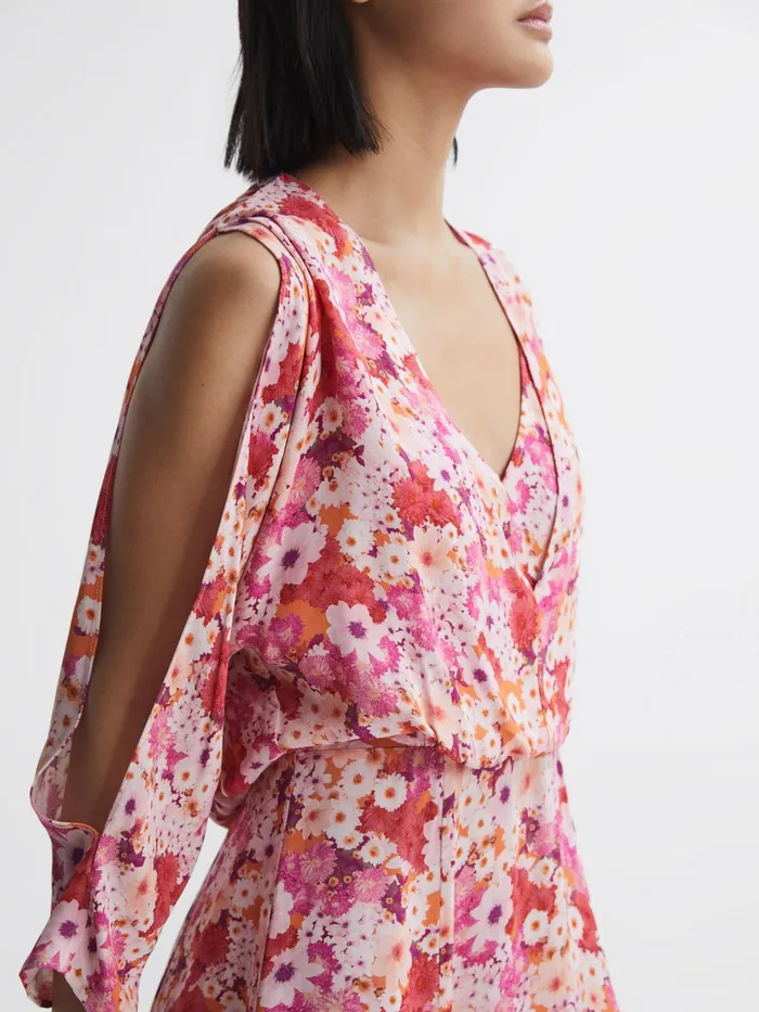 Reiss Dresses Annalisa Open Back Split Sleeve Mini Dress Pink 8211 Women