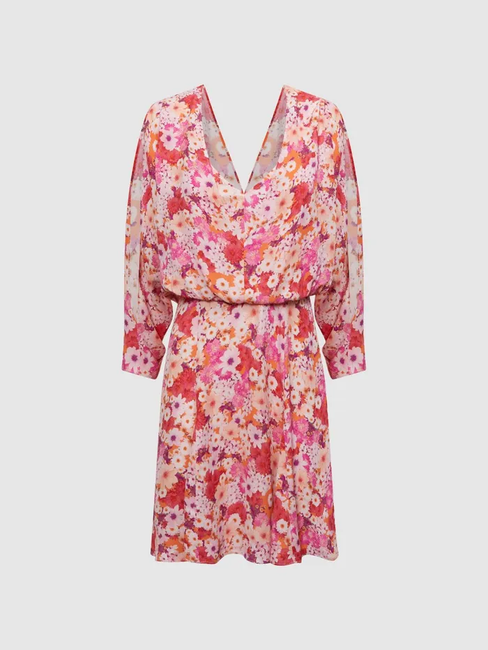 Reiss Dresses Annalisa Open Back Split Sleeve Mini Dress Pink 8211 Women