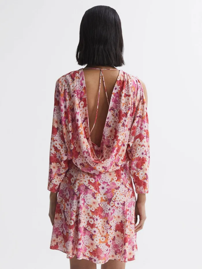 Reiss Dresses Annalisa Open Back Split Sleeve Mini Dress Pink 8211 Women