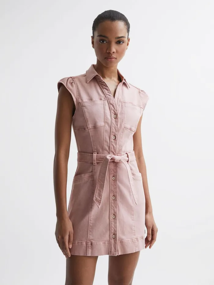 Reiss Dresses Jaxsyn Paige Button Front Dress Vintage Rouge Glow 8211 Women