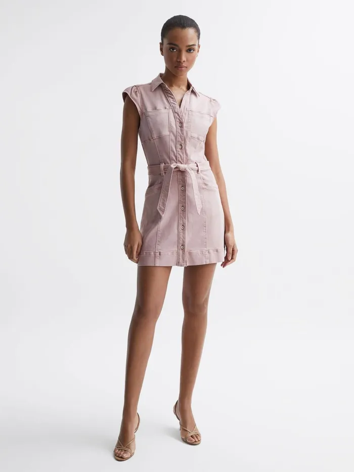Reiss Dresses Jaxsyn Paige Button Front Dress Vintage Rouge Glow 8211 Women