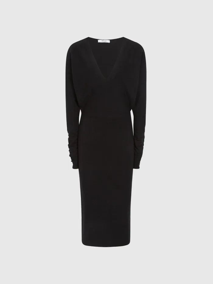 Reiss Dresses Jenna Cashmere Blend Ruched Sleeve Dress 8211 Women