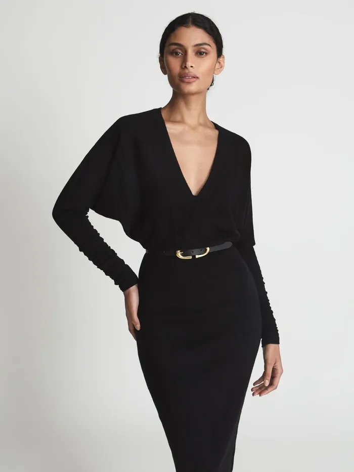 Reiss Dresses Jenna Cashmere Blend Ruched Sleeve Dress 8211 Women