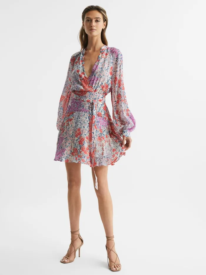 Reiss Dresses Kiera Floral Printed Mini Dress Coralwhite 8211 Women