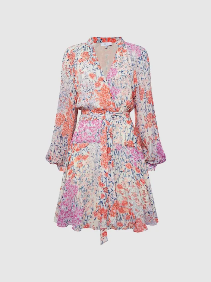 Reiss Dresses Kiera Floral Printed Mini Dress Coralwhite 8211 Women