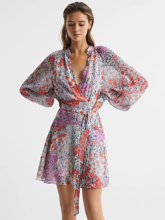 Reiss Dresses Kiera Floral Printed Mini Dress Coralwhite 8211 Women