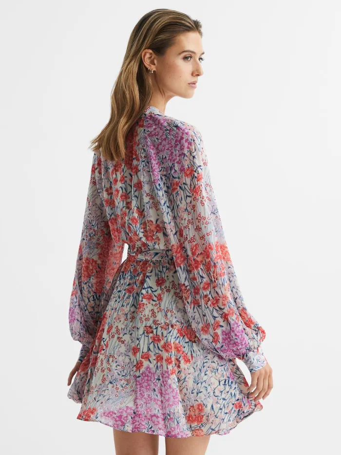 Reiss Dresses Kiera Floral Printed Mini Dress Coralwhite 8211 Women