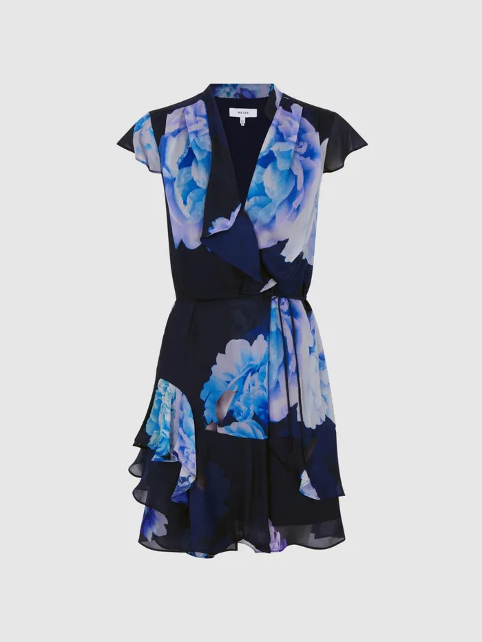Reiss Dresses Macey Floral Print Wrap Dress Blackblue 8211 Women