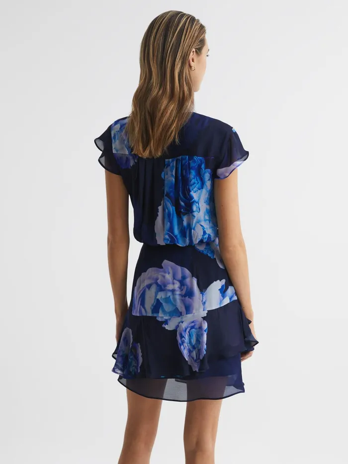 Reiss Dresses Macey Floral Print Wrap Dress Blackblue 8211 Women