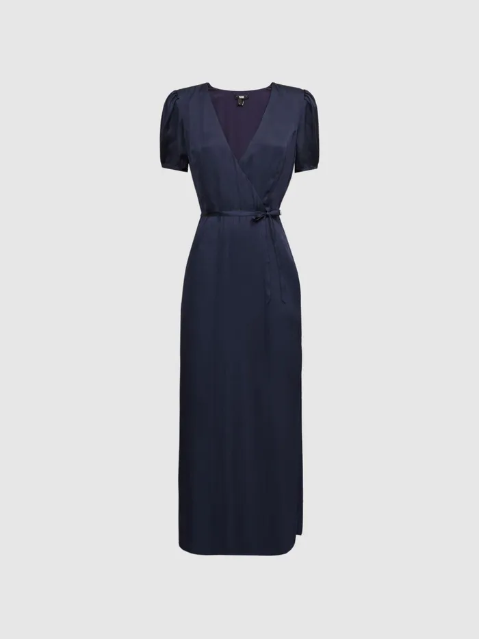 Reiss Dresses Manuela Paige VNeck Belted Midi Dress Dark Galaxy 8211 Women