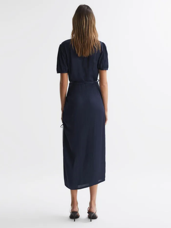Reiss Dresses Manuela Paige VNeck Belted Midi Dress Dark Galaxy 8211 Women