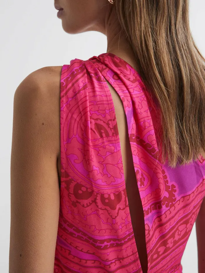 Reiss Dresses Mila One Shoulder Paisley Maxi Dress Pink 8211 Women
