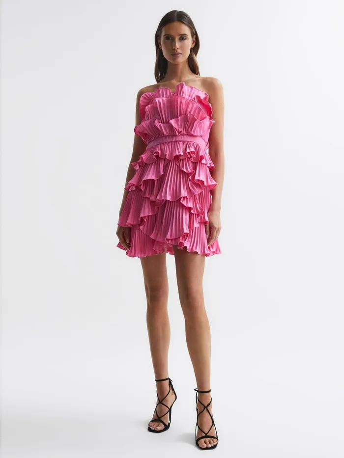 Reiss Dresses Reed Amur Strapless Ruffle Mini Dress Ivory 8211 Women