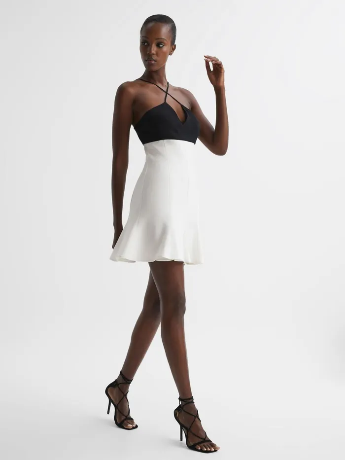 Reiss Dresses Trina Colourblock Strappy Mini Dress Blackwhite 8211 Women