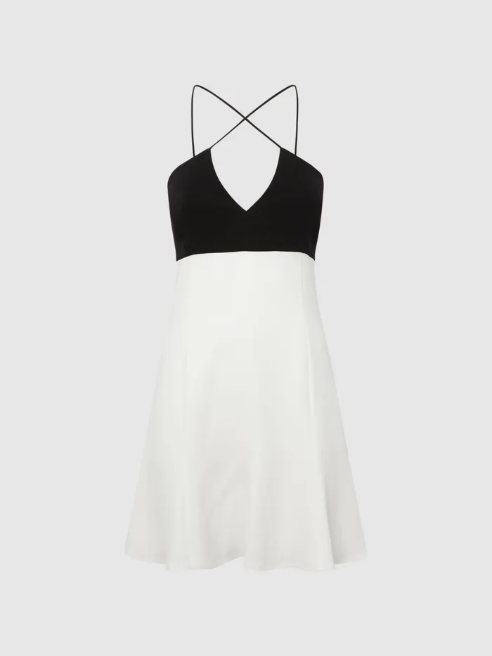 Reiss Dresses Trina Colourblock Strappy Mini Dress Blackwhite 8211 Women