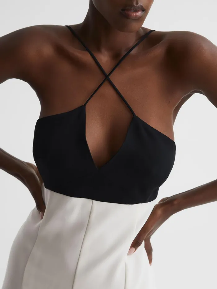 Reiss Dresses Trina Colourblock Strappy Mini Dress Blackwhite 8211 Women