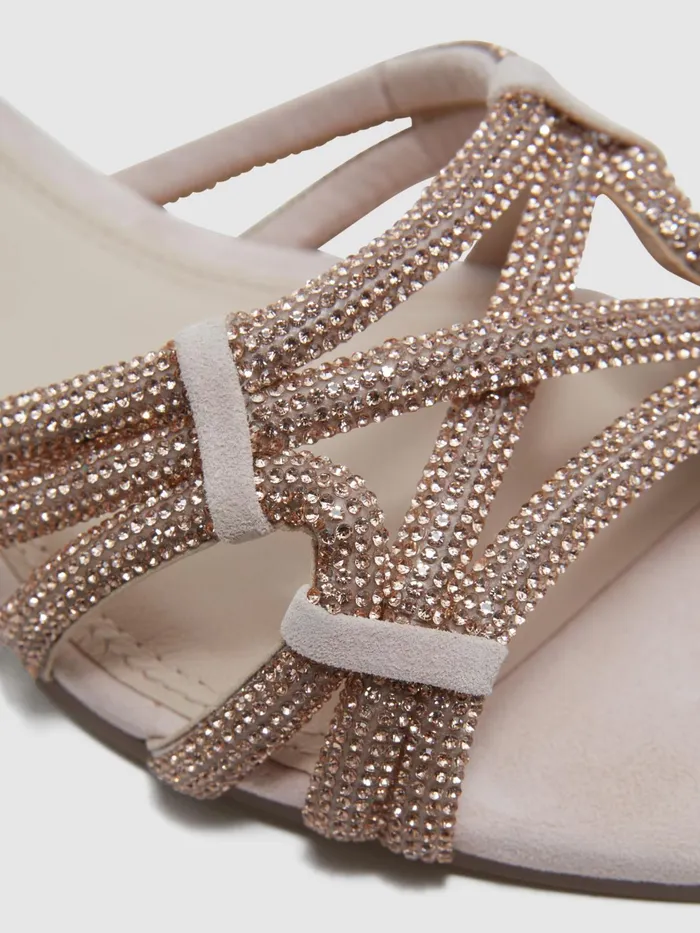 Reiss Flats Eryn Flat Suede Suede Embellished Flat Sandals Nude 8211 Women