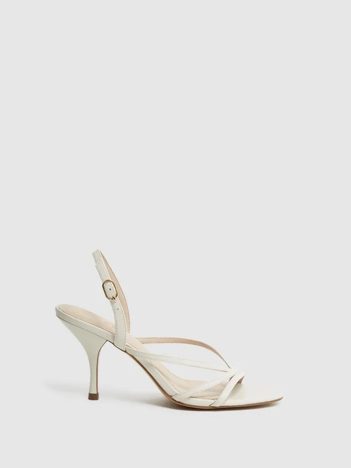 Reiss Heels Clara Strappy Mid Heel Sandals White 8211 Women