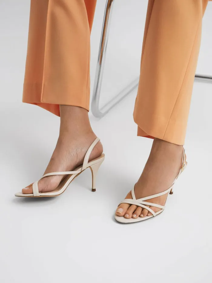 Reiss Heels Clara Strappy Mid Heel Sandals White 8211 Women